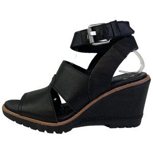 Sorel Black Wedge Sandals